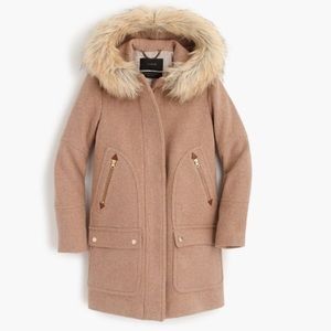 J. Crew Stadium Cloth Tan Wool Coat Jacket Womens Sz 8